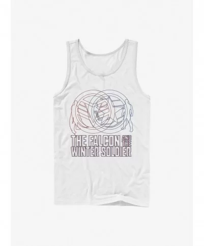 Huge Discount Marvel The Falcon And The Winter Soldier Red Blue Wireframe Tank $6.18 Tanks