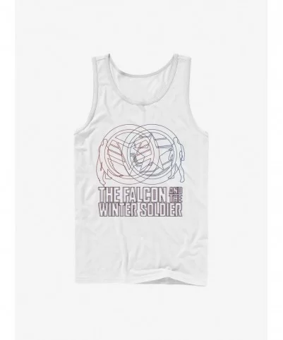 Huge Discount Marvel The Falcon And The Winter Soldier Red Blue Wireframe Tank $6.18 Tanks