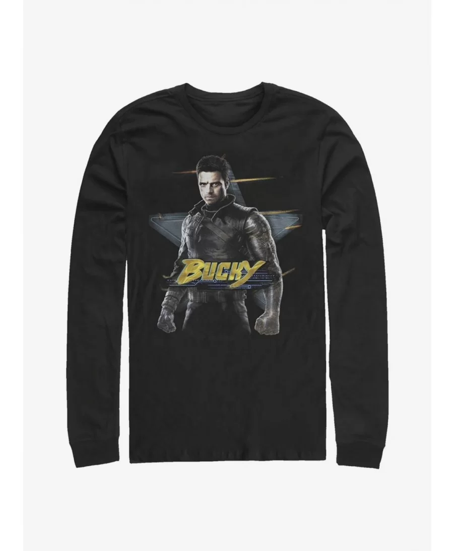 Limited-time Offer Marvel The Falcon And The Winter Soldier Bucky Long-Sleeve T-Shirt $12.63 T-Shirts