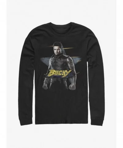 Limited-time Offer Marvel The Falcon And The Winter Soldier Bucky Long-Sleeve T-Shirt $12.63 T-Shirts