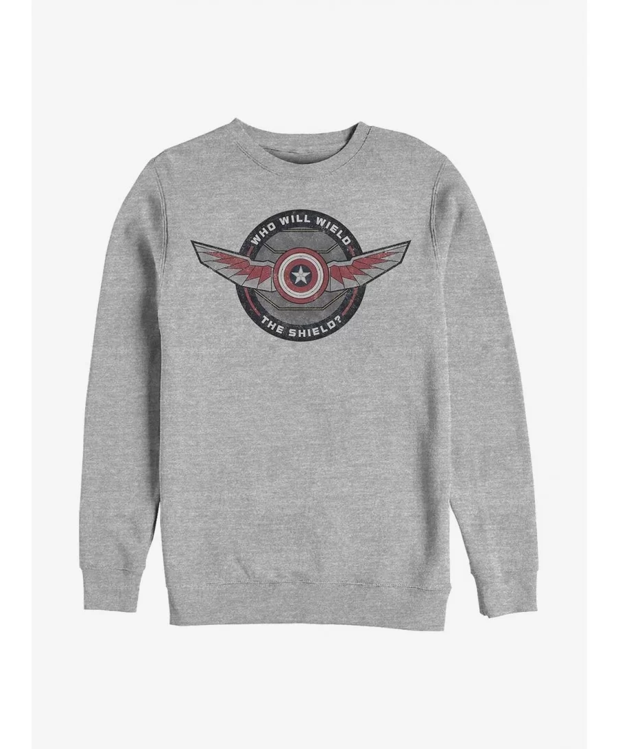 Special Marvel The Falcon And The Winter Soldier Wield Shield Crew Sweatshirt $13.87 Sweatshirts