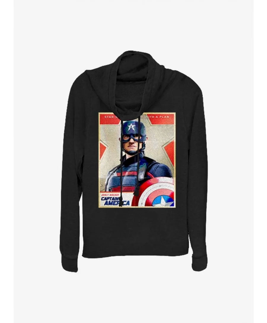 Limited Time Special Marvel The Falcon And The Winter Soldier Inspired By Cap Cowlneck Long-Sleeve Girls Top $13.29 Tops