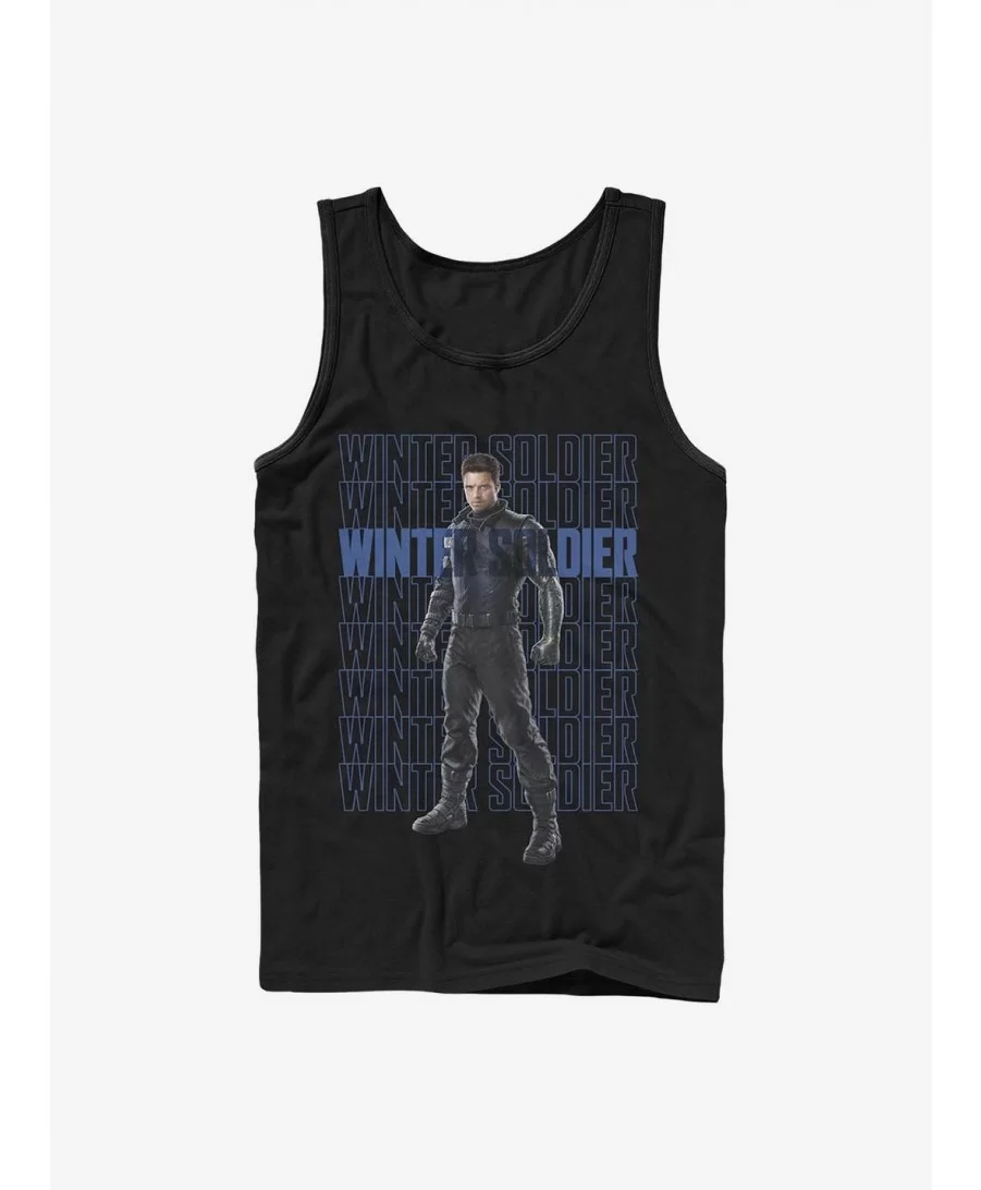 Seasonal Sale Marvel The Falcon And The Winter Soldier Winter Soldier Repeating Tank $7.77 Tanks