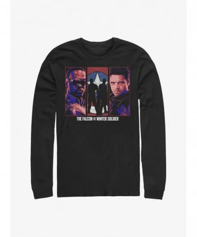 Limited-time Offer Marvel The Falcon And The Winter Soldier Falcon Winter Soldier Group Long-Sleeve T-Shirt $8.16 T-Shirts