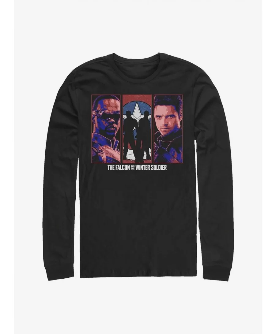 Limited-time Offer Marvel The Falcon And The Winter Soldier Falcon Winter Soldier Group Long-Sleeve T-Shirt $8.16 T-Shirts