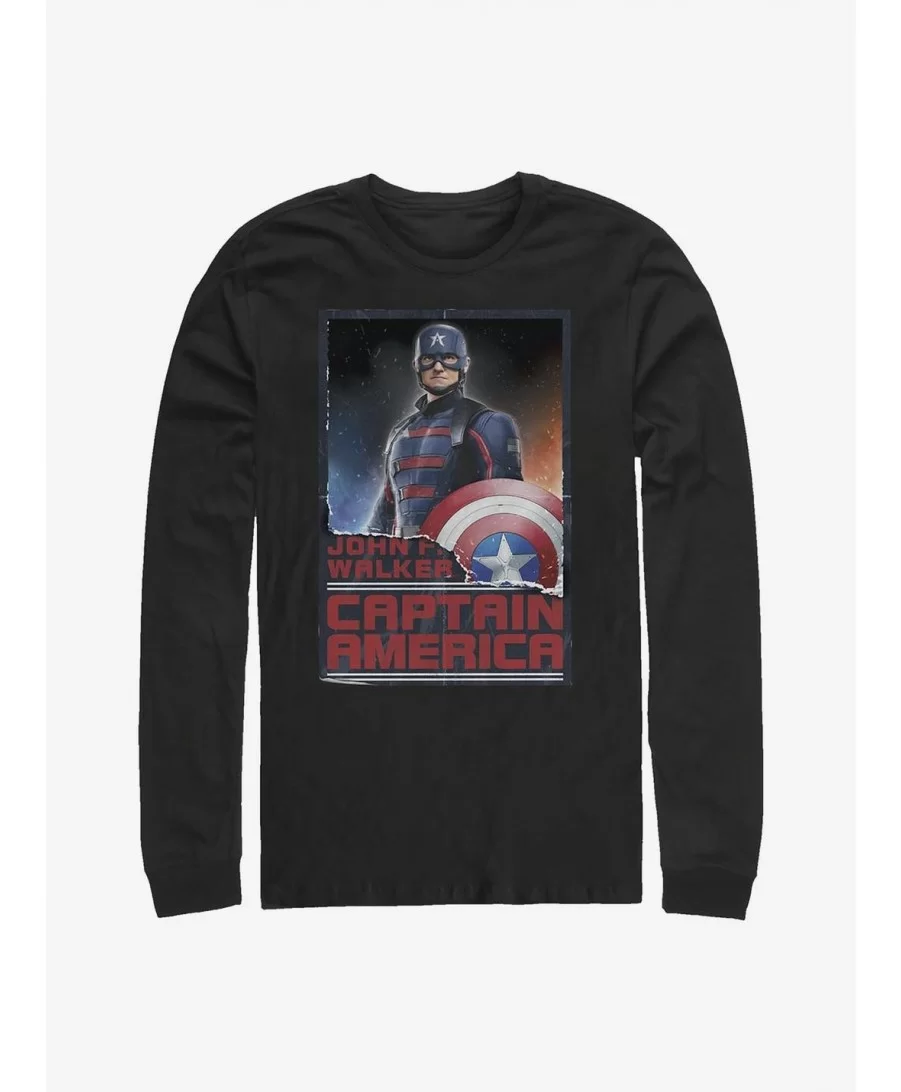 Value for Money Marvel The Falcon And The Winter Soldier Walker Captain America Long-Sleeve T-Shirt $12.63 T-Shirts