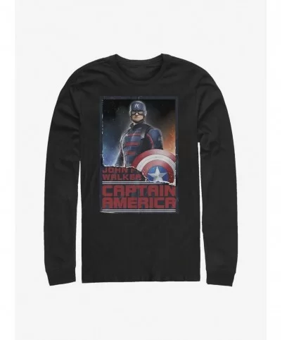 Value for Money Marvel The Falcon And The Winter Soldier Walker Captain America Long-Sleeve T-Shirt $12.63 T-Shirts