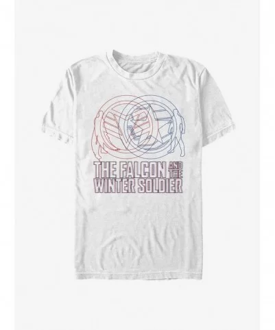 Special Marvel The Falcon And The Winter Soldier Red Blue Wireframe T-Shirt $4.66 T-Shirts