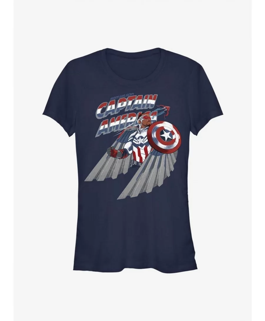 Seasonal Sale Marvel The Falcon And The Winter Soldier Captain America Sam Wilson Wings Girls T-Shirt $7.12 T-Shirts