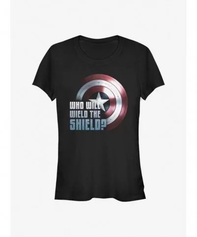 Sale Item Marvel The Falcon And The Winter Soldier Wielding The Shield Girls T-Shirt $5.99 T-Shirts