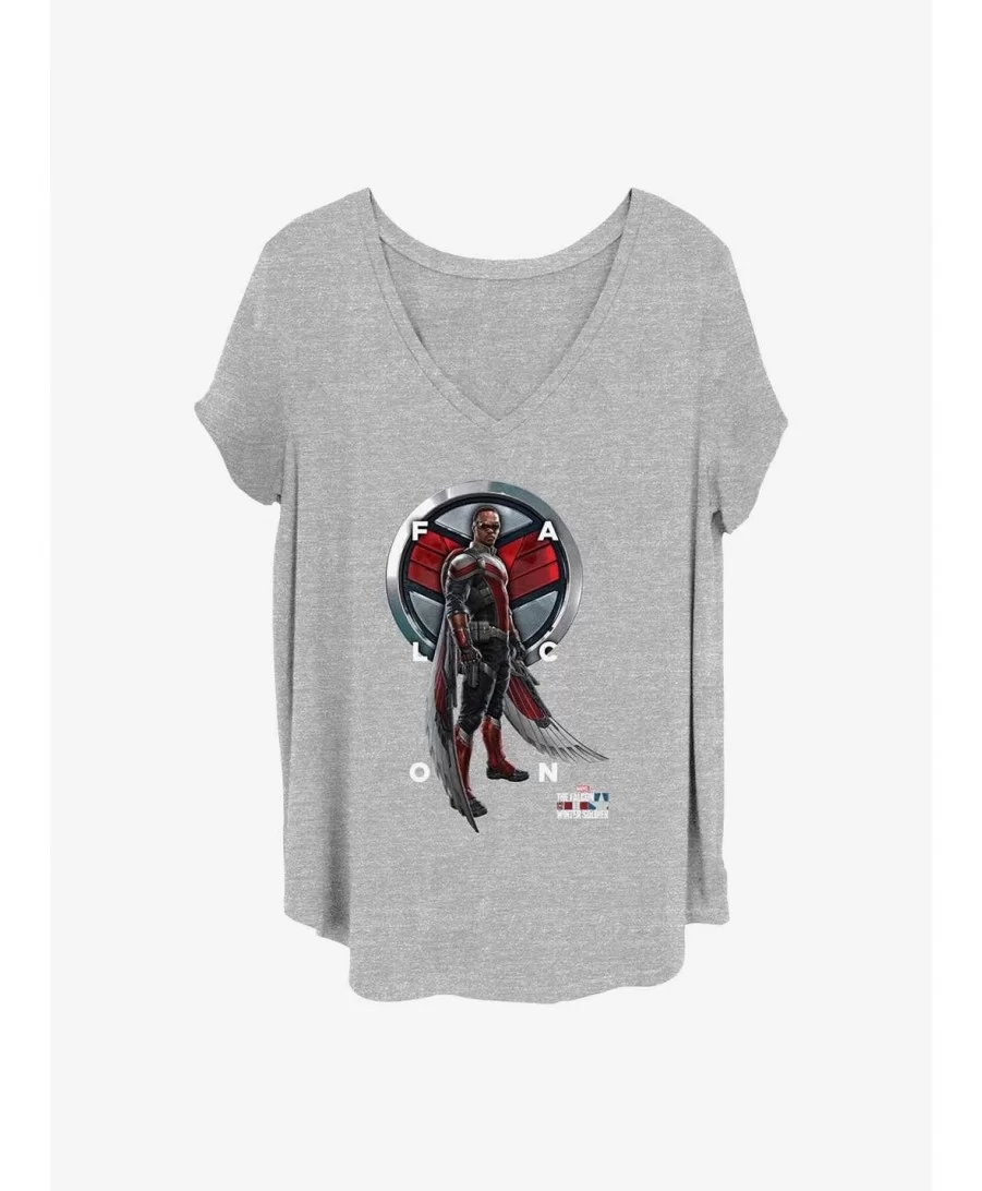 Hot Selling Marvel The Falcon and the Winter Soldier Falcon Grid Text Girls T-Shirt Plus Size $6.94 T-Shirts