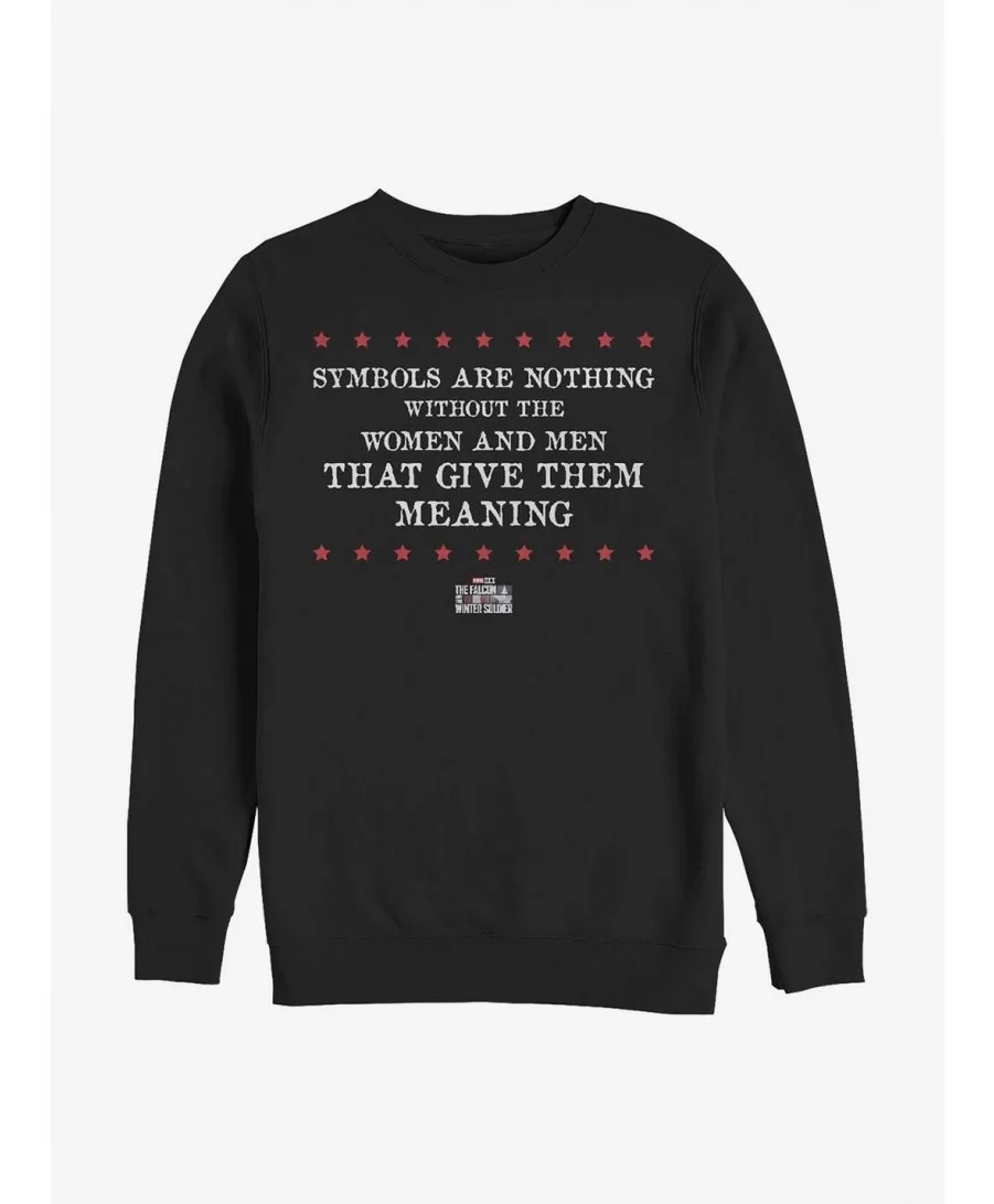 Sale Item Marvel The Falcon And The Winter Soldier Symbols Are Nothing Crew Sweatshirt $10.33 Sweatshirts