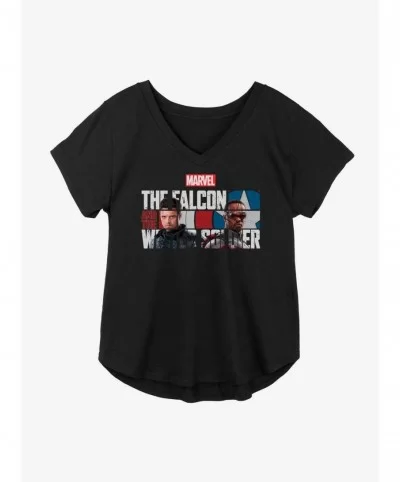 Fashion Marvel The Falcon And The Winter Soldier Logo Fill Girls Plus Size T-Shirt $9.02 T-Shirts