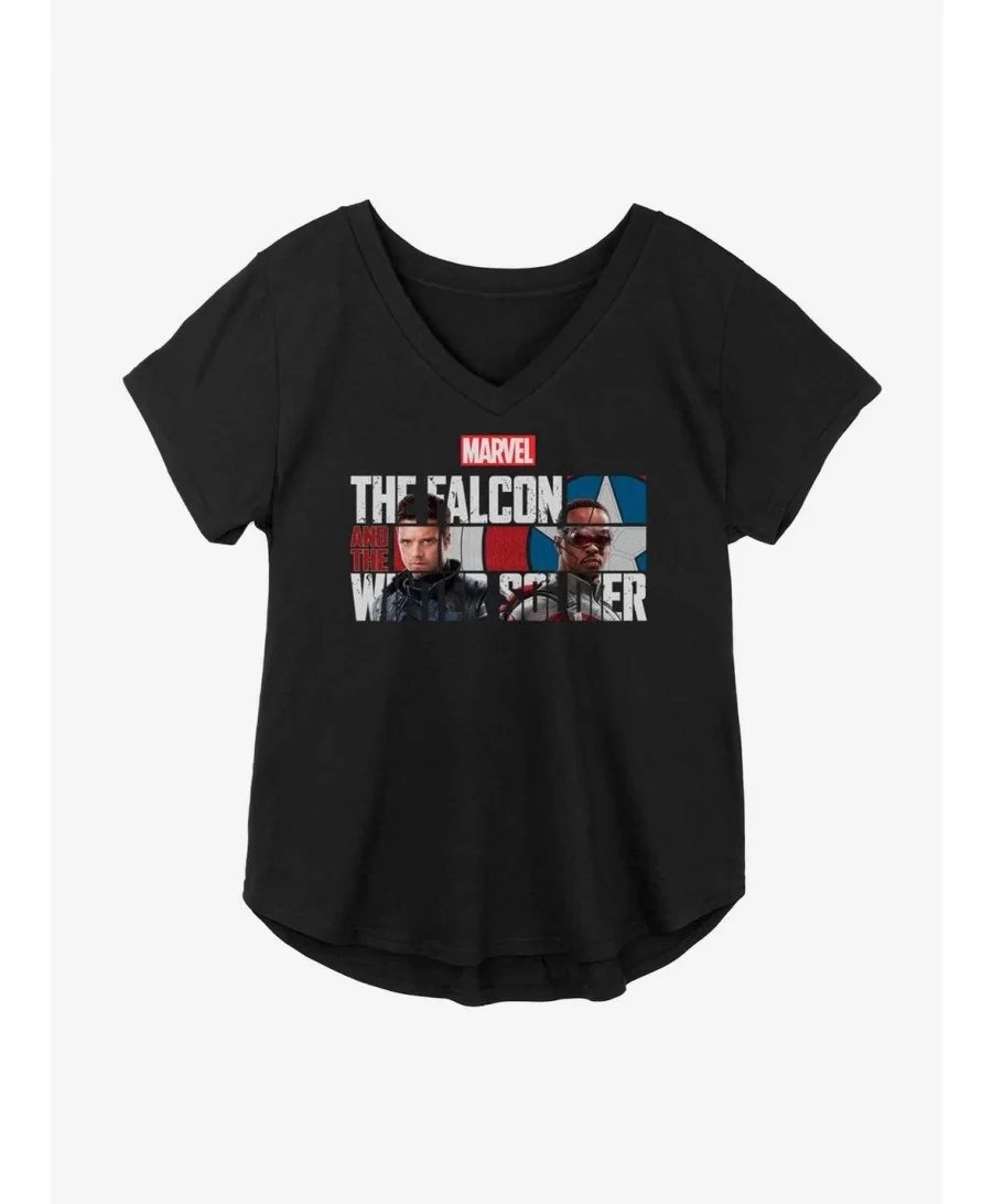 Fashion Marvel The Falcon And The Winter Soldier Logo Fill Girls Plus Size T-Shirt $9.02 T-Shirts