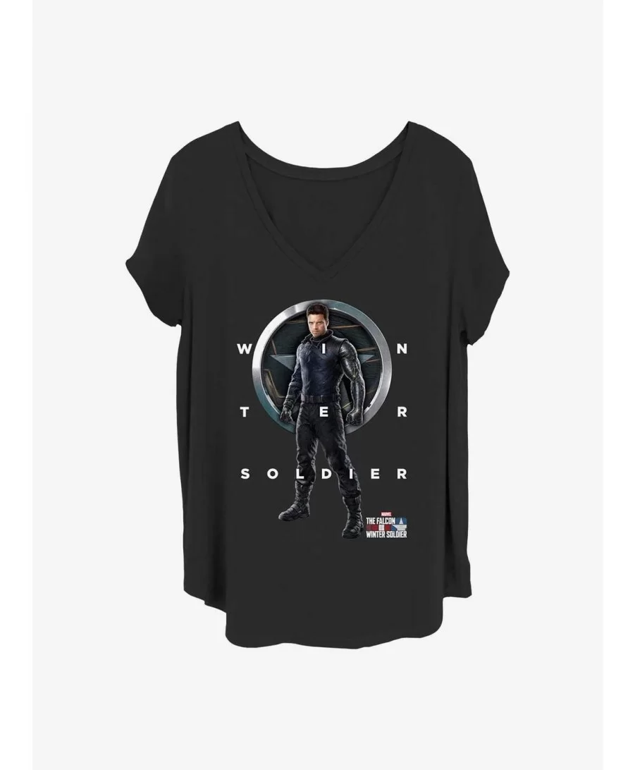 Clearance Marvel The Falcon and the Winter Soldier Grid Text Girls T-Shirt Plus Size $10.40 T-Shirts