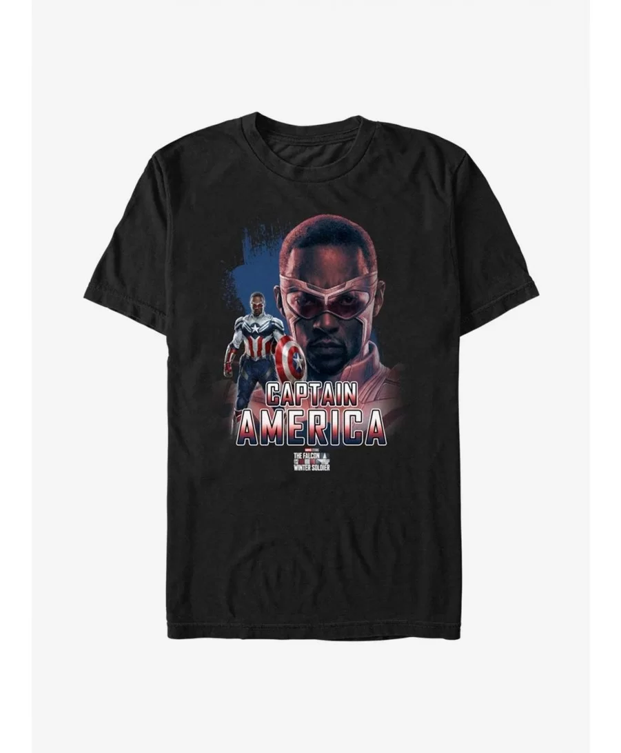 Limited-time Offer Marvel The Falcon And The Winter Soldier Sam Wilson Captain America Fierce Pose T-Shirt $6.99 T-Shirts