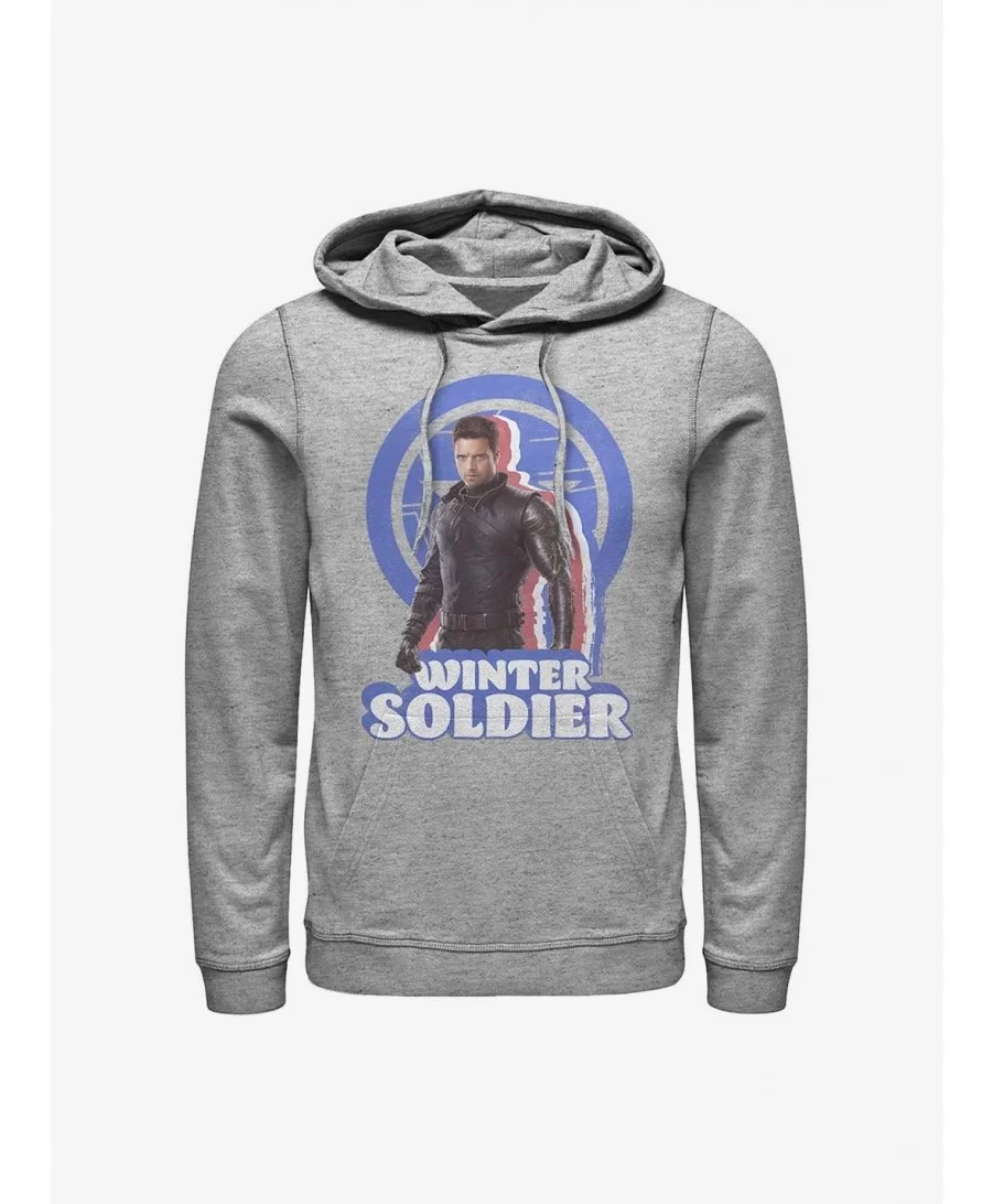 Discount Sale Marvel The Falcon And The Winter Soldier Bucky Pose Hoodie $13.65 Hoodies