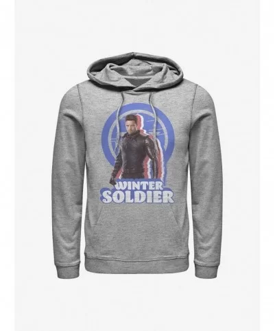 Discount Sale Marvel The Falcon And The Winter Soldier Bucky Pose Hoodie $13.65 Hoodies