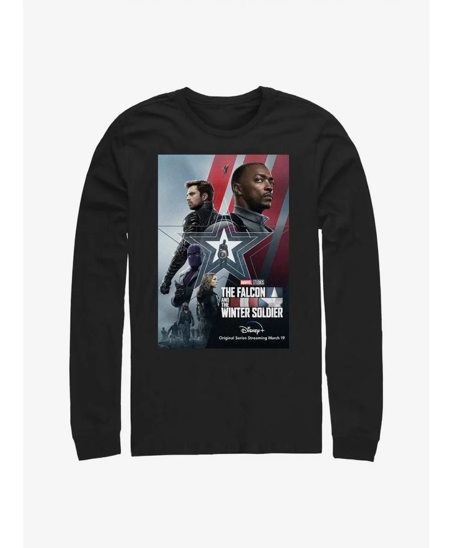 Big Sale Marvel The Falcon And The Winter Soldier Poster Long-Sleeve T-Shirt $11.84 T-Shirts