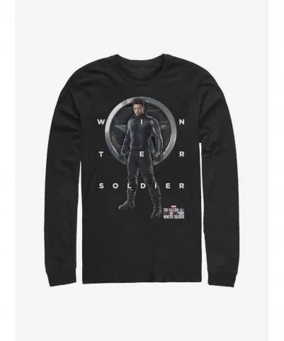 Limited Time Special Marvel The Falcon And The Winter Soldier Bucky Grid Text Long-Sleeve T-Shirt $8.69 T-Shirts