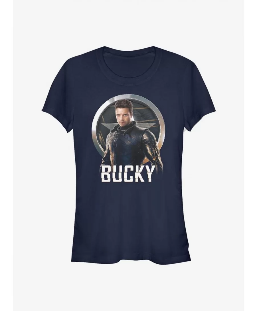 Discount Sale Marvel The Falcon And The Winter Soldier Bucky Emblem Girls T-Shirt $6.96 T-Shirts