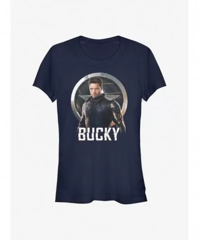 Discount Sale Marvel The Falcon And The Winter Soldier Bucky Emblem Girls T-Shirt $6.96 T-Shirts