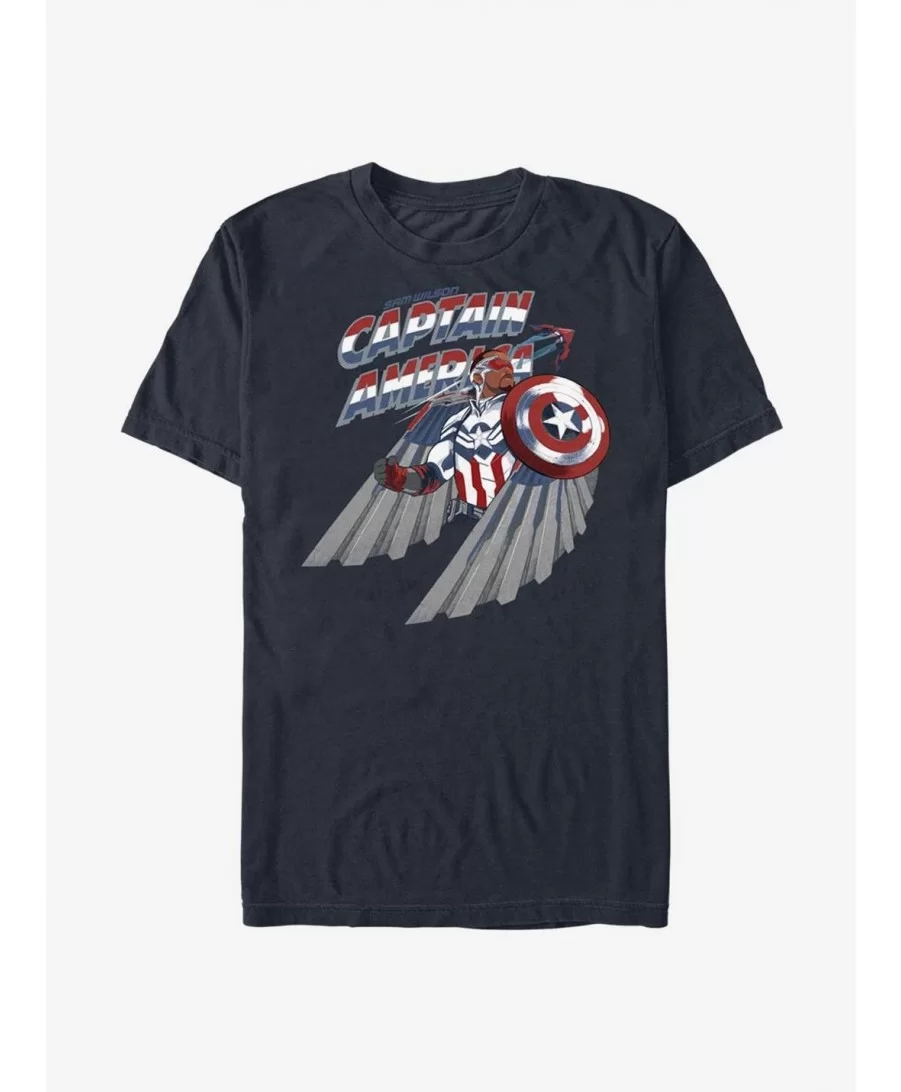 Limited-time Offer Marvel The Falcon And The Winter Soldier Captain America Falcon Wings T-Shirt $5.59 T-Shirts