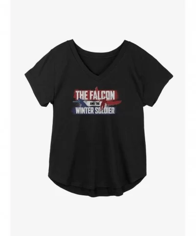 Pre-sale Marvel The Falcon And The Winter Soldier Spray Logo Girls Plus Size T-Shirt $7.40 T-Shirts