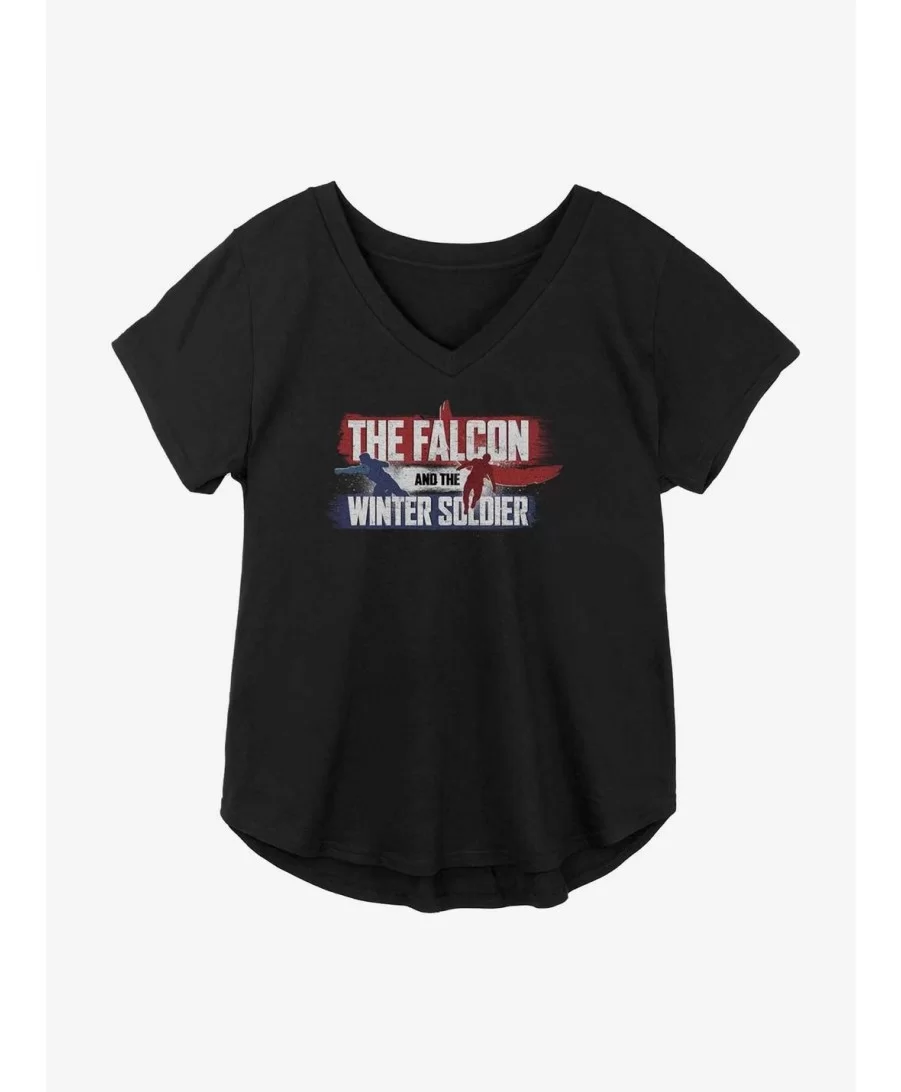 Pre-sale Marvel The Falcon And The Winter Soldier Spray Logo Girls Plus Size T-Shirt $7.40 T-Shirts