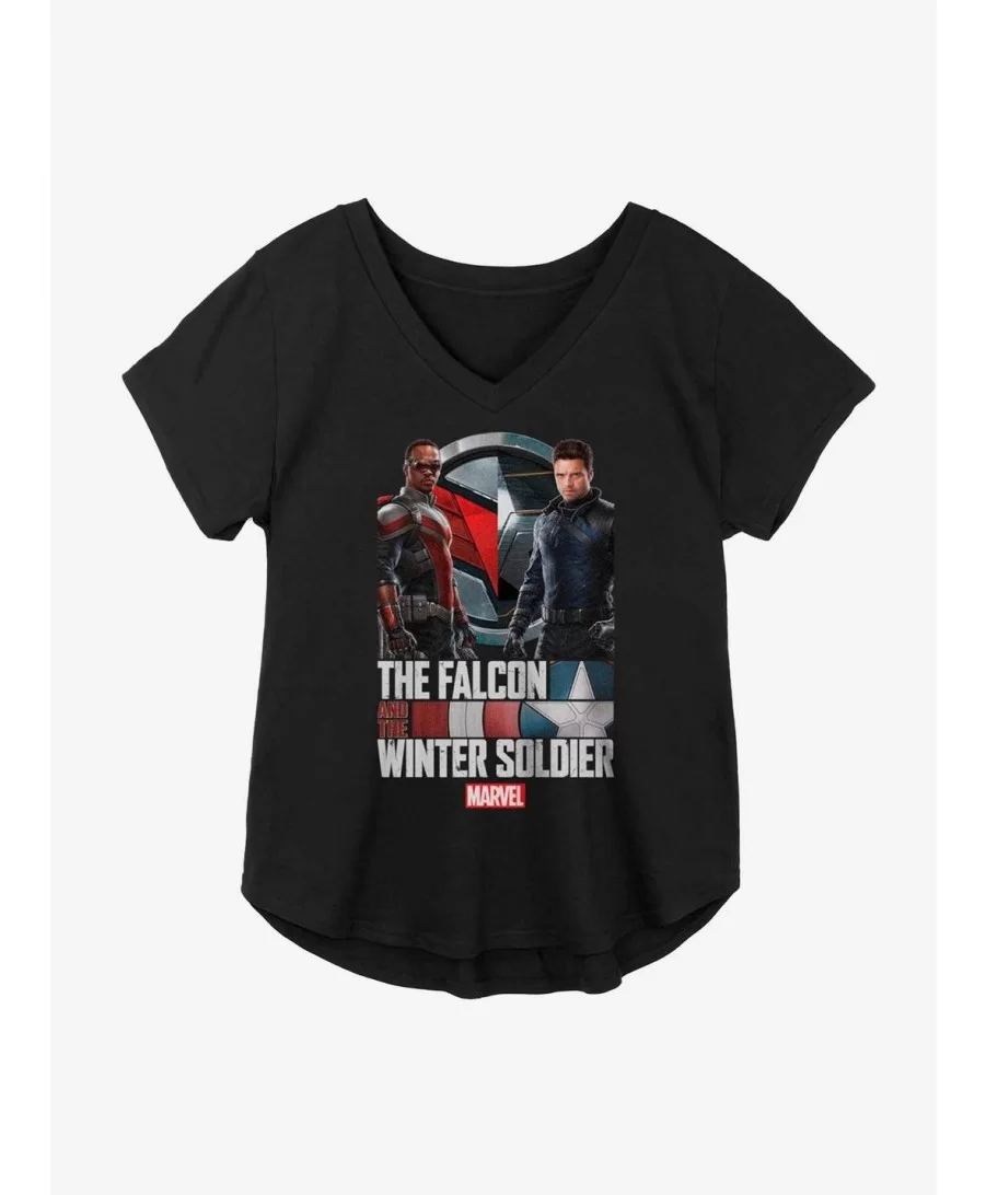 Pre-sale Discount Marvel The Falcon And The Winter Soldier Blended Logo Title Girls Plus Size T-Shirt $7.40 T-Shirts