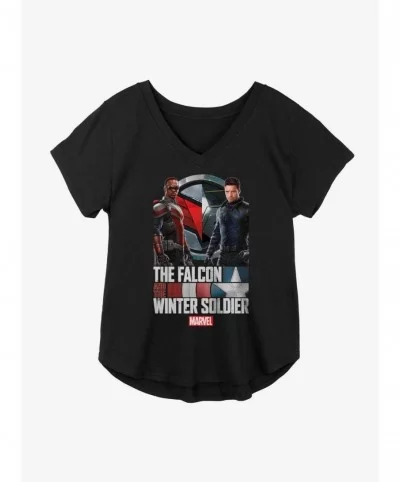 Pre-sale Discount Marvel The Falcon And The Winter Soldier Blended Logo Title Girls Plus Size T-Shirt $7.40 T-Shirts