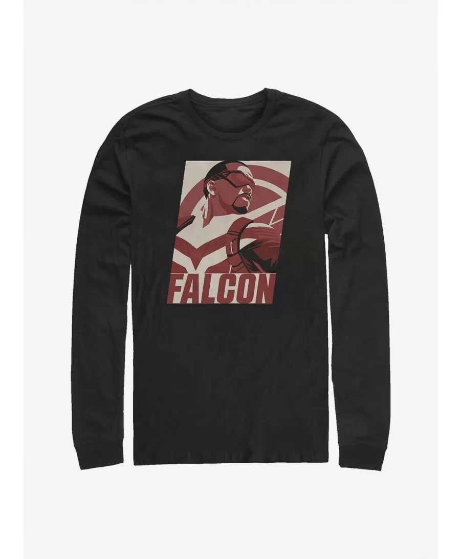 Festival Price Marvel The Falcon And The Winter Soldier Falcon Poster Long-Sleeve T-Shirt $11.84 T-Shirts