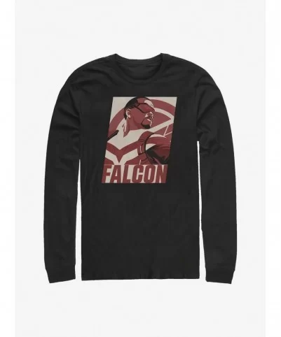 Festival Price Marvel The Falcon And The Winter Soldier Falcon Poster Long-Sleeve T-Shirt $11.84 T-Shirts