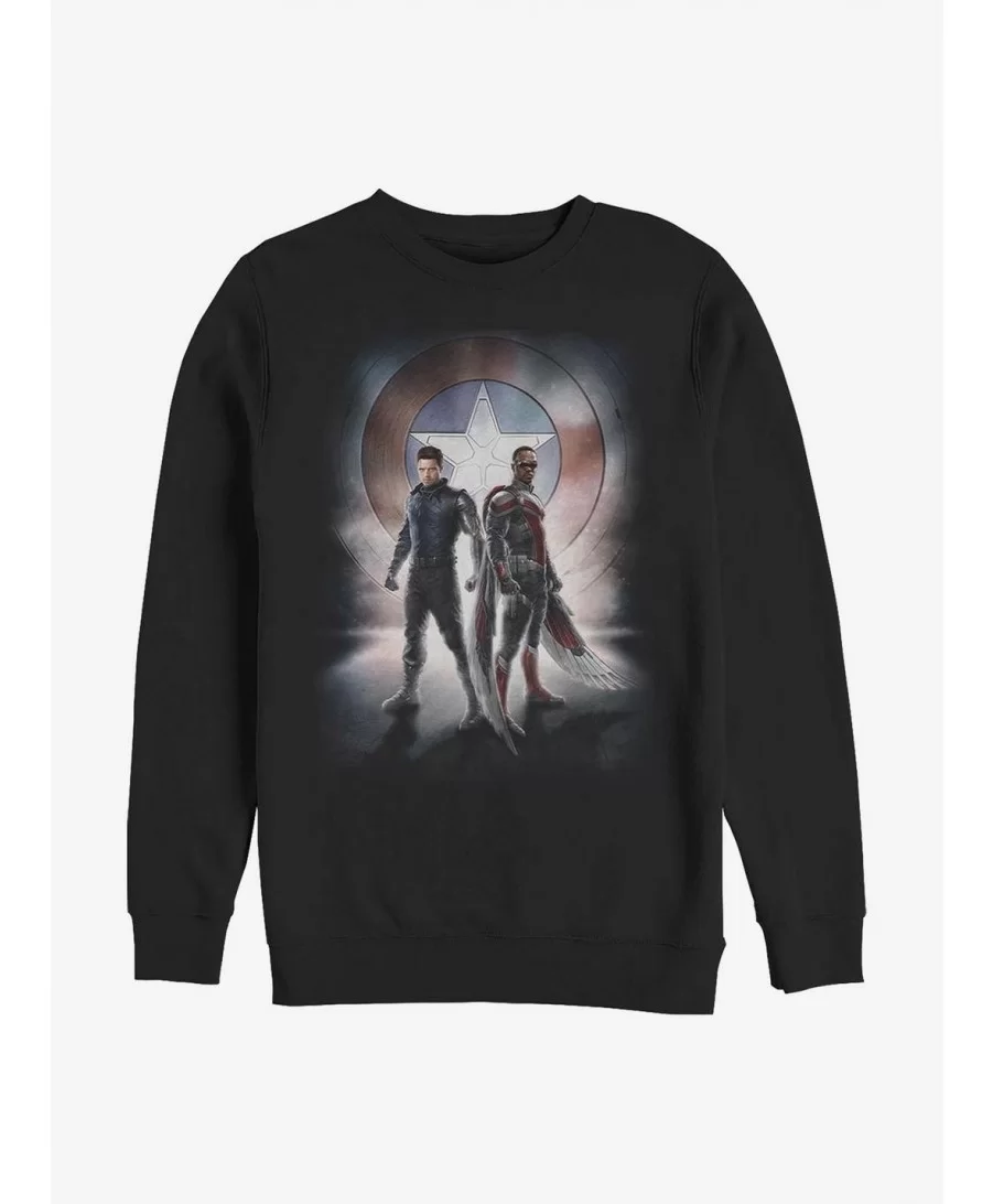 Big Sale Marvel The Falcon And The Winter Soldier Team Poster Crew Sweatshirt $12.99 Sweatshirts