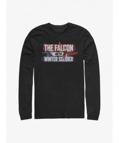 Trendy Marvel The Falcon And The Winter Soldier Spray Paint Logo Long-Sleeve T-Shirt $7.90 T-Shirts