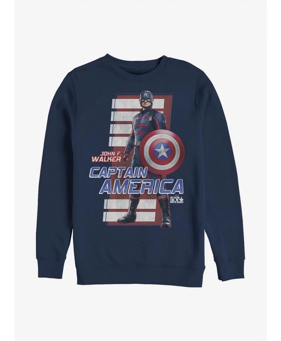 Exclusive Price Marvel The Falcon And The Winter Soldier John F. Walker Captain America Crew Sweatshirt $13.58 Sweatshirts