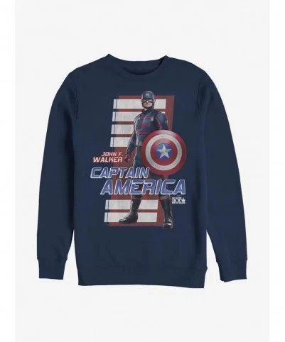 Exclusive Price Marvel The Falcon And The Winter Soldier John F. Walker Captain America Crew Sweatshirt $13.58 Sweatshirts