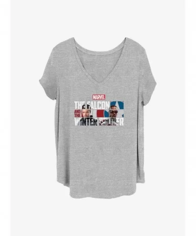 Seasonal Sale Marvel The Falcon and the Winter Soldier Logo Fill Girls T-Shirt Plus Size $11.10 T-Shirts