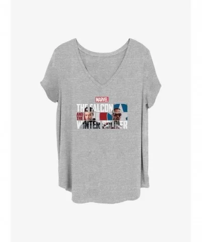 Seasonal Sale Marvel The Falcon and the Winter Soldier Logo Fill Girls T-Shirt Plus Size $11.10 T-Shirts